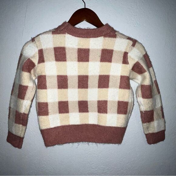 Kid's Sadie & Sage Mauve & Cream Gingham Print Sweater - Picture 5 of 8